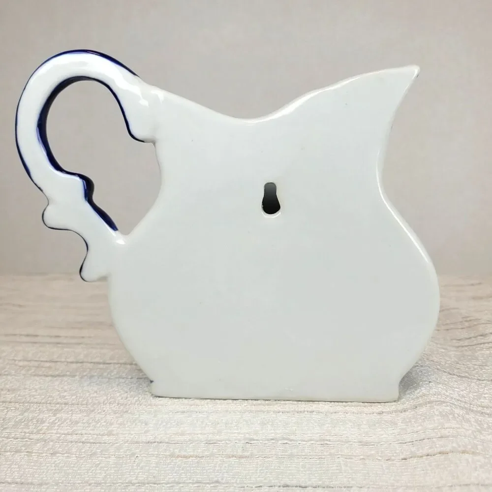 Porcelain Cobalt Blue White Wall Pocket Pitcher Vase Formalities by Baum Bros